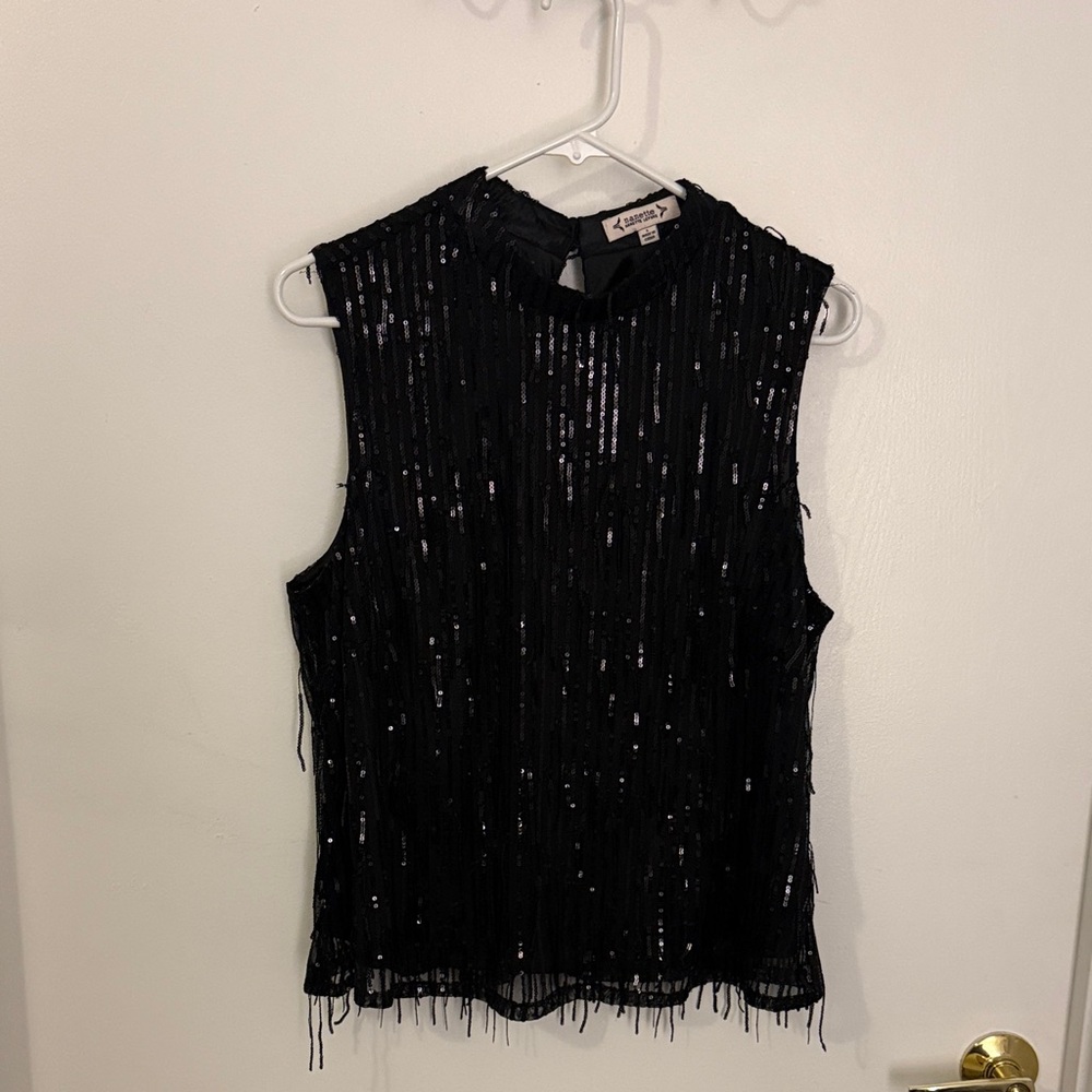 Nanette Lepore Black Sequin Blouse